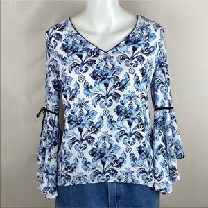 WHBM Blue Floral Top
